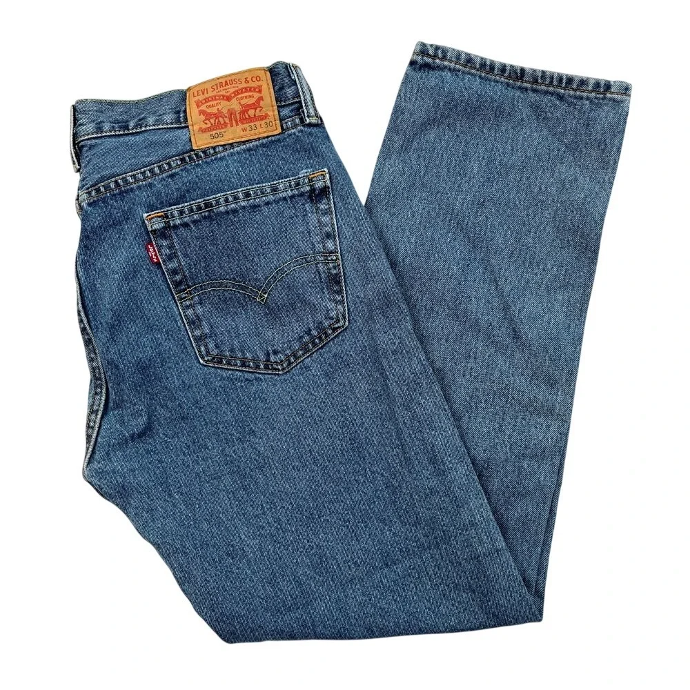 Levis Strauss‎ & Co Mens 505 Jeans, Light Blue Levi Mens Straight Leg Denim 246